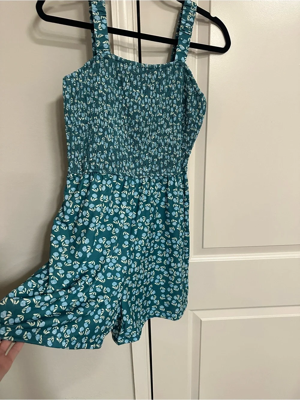 Smocked Floral Blue Women's Shorts Romper